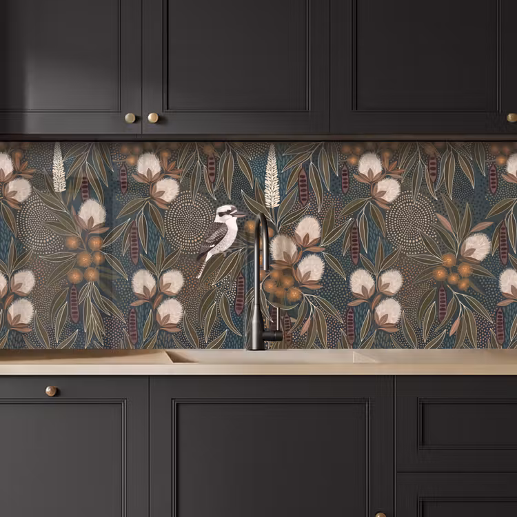 Vogel - Bladeren - Natuur - Illustratie - Groen keuken achterwand 2 middel -sfeer1