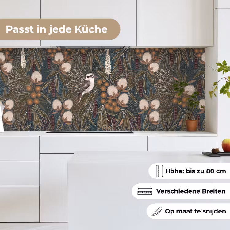 Vogel - Bladeren - Natuur - Illustratie - Groen keuken achterwand 2 middel -sfeer4_DE