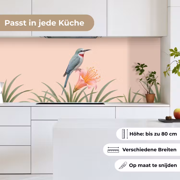 Vogel - Bloem - Natuur - Roze keuken achterwand 2 middel -sfeer4_DE