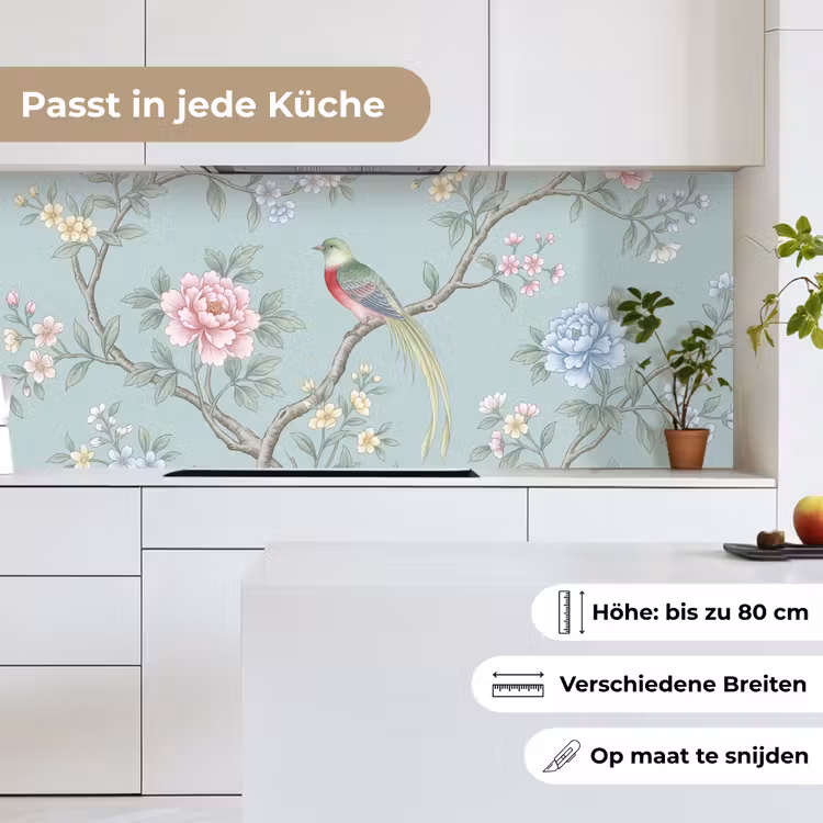 Vogel - Bloemen - Kleurrijk keuken achterwand 2 middel -sfeer4_DE
