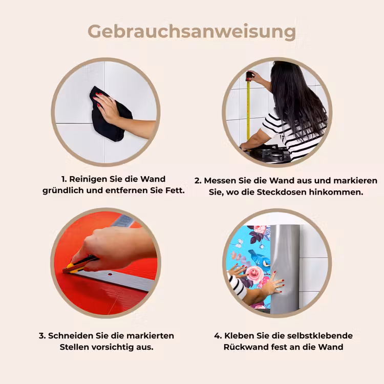 Vogel - Bloemen - Patronen keuken achterwand 2 middel 871 -gebruiksaanwijzing_DE