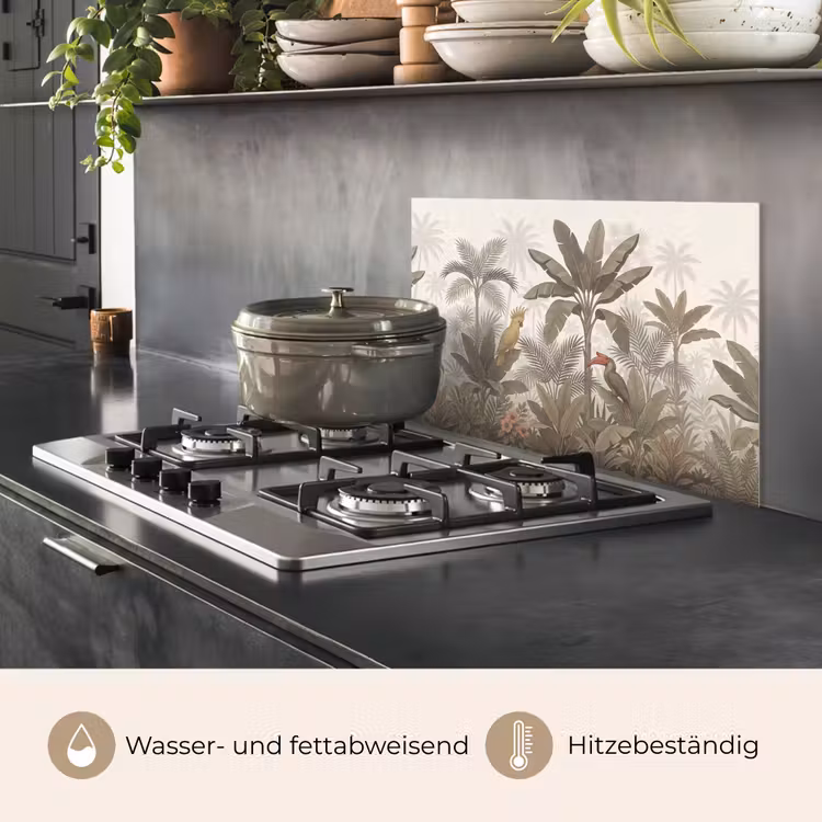 Vogel - Jungle - Tropisch - Illustratie - Groen keuken achterwand spatscherm klein -usp_DE