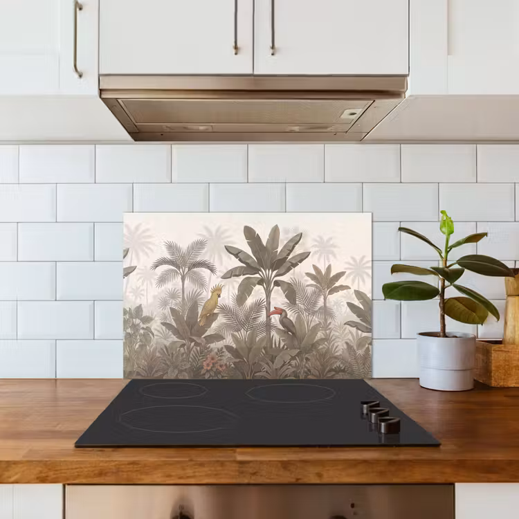 Vogel - Jungle - Tropisch - Illustratie - Groen keuken achterwand spatscherm klein -sfeer2