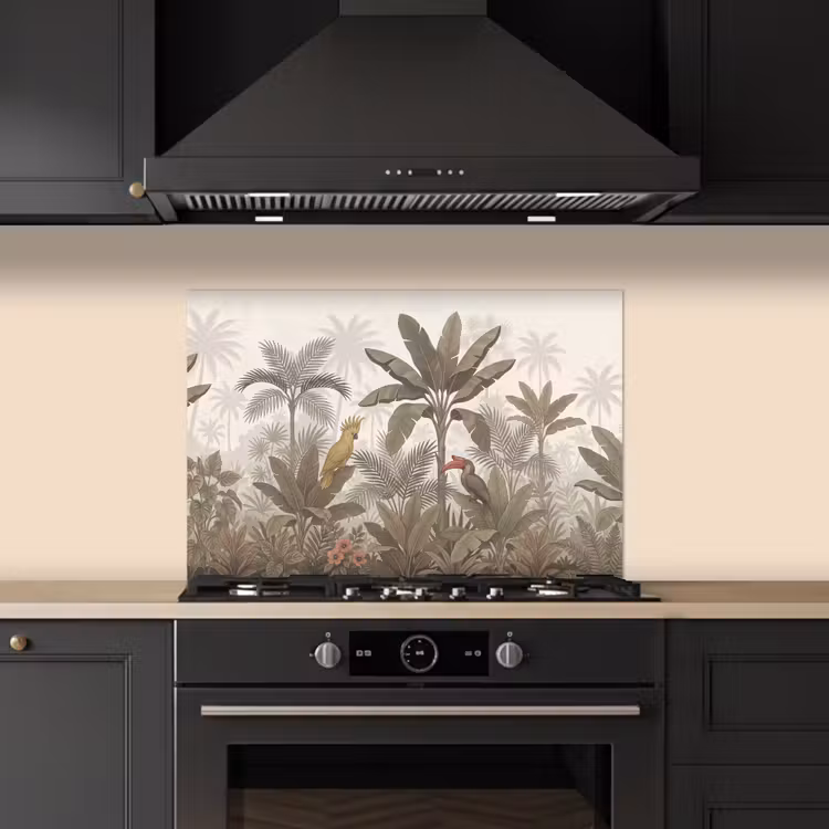 Vogel - Jungle - Tropisch - Illustratie - Groen keuken achterwand spatscherm klein -sfeer1