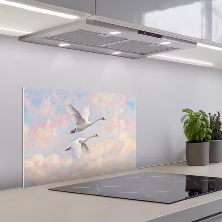 Vogel - Vliegend - Lucht - Modern - Pastel keuken achterwand spatscherm klein -3d_schuin