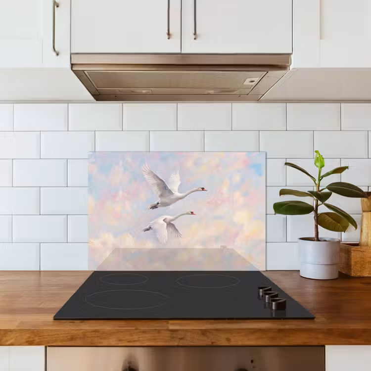 Vogel - Vliegend - Lucht - Modern - Pastel keuken achterwand spatscherm klein -sfeer2