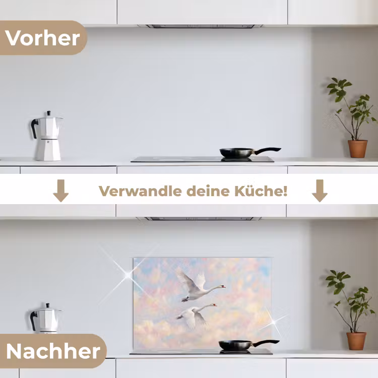 Vogel - Vliegend - Lucht - Modern - Pastel keuken achterwand spatscherm klein -voor_na_DE