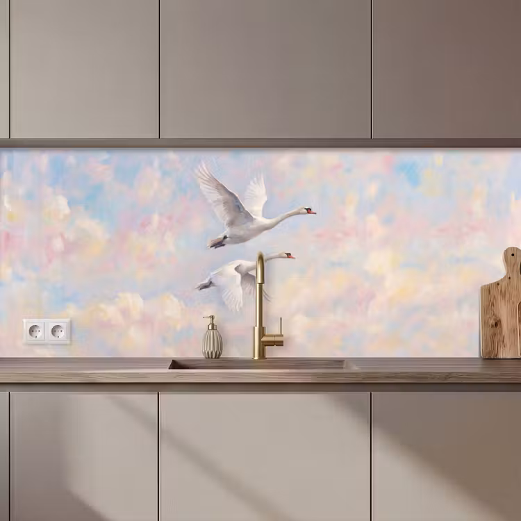 Vogel - Vliegend - Lucht - Modern - Pastel keuken achterwand 2 middel zz_3dshopping