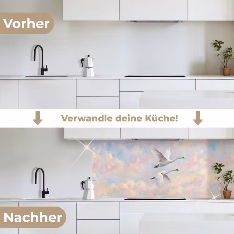 Vogel - Vliegend - Lucht - Modern - Pastel keuken achterwand 2 middel -voor-na_DE