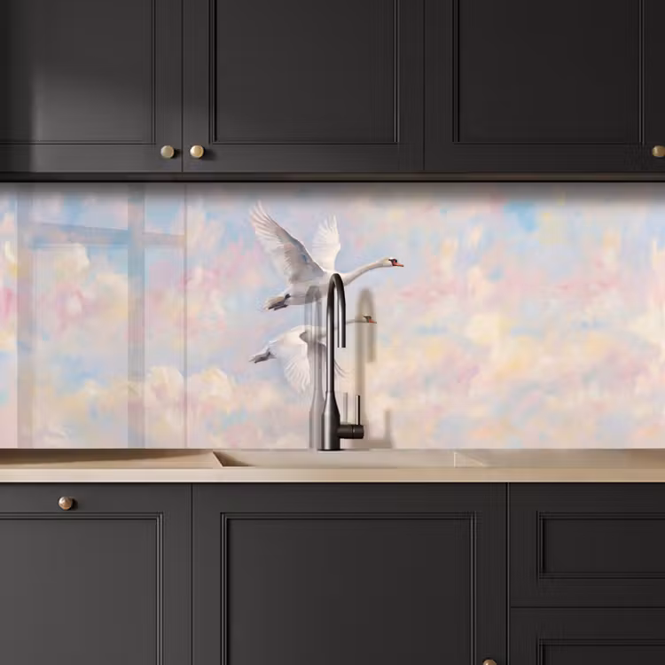 Vogel - Vliegend - Lucht - Modern - Pastel keuken achterwand 2 middel -sfeer1