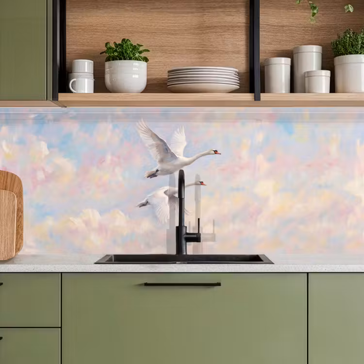 Vogel - Vliegend - Lucht - Modern - Pastel keuken achterwand 2 middel -sfeer3