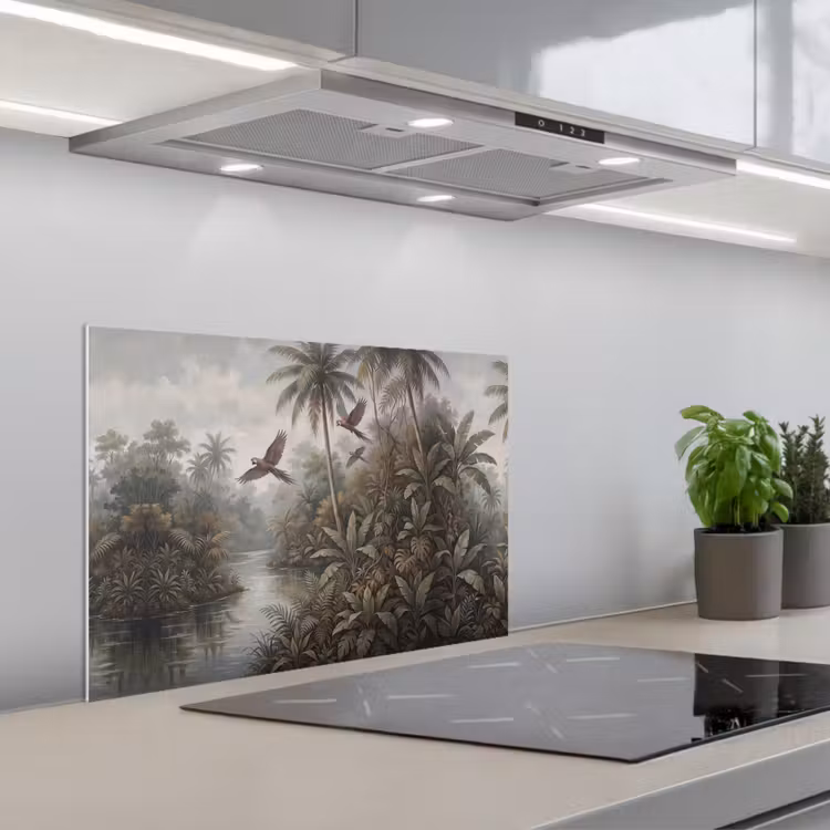 Vogel - Vliegend - Tropisch - Landschap - Klassiek keuken achterwand spatscherm klein -3d_schuin