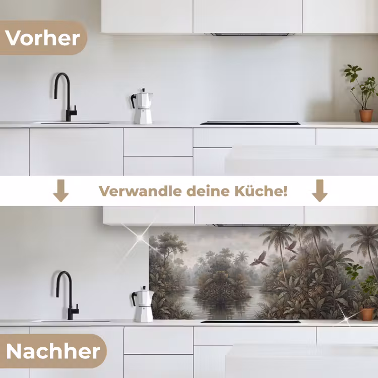 Vogel - Vliegend - Tropisch - Landschap - Klassiek keuken achterwand 2 middel -voor-na_DE