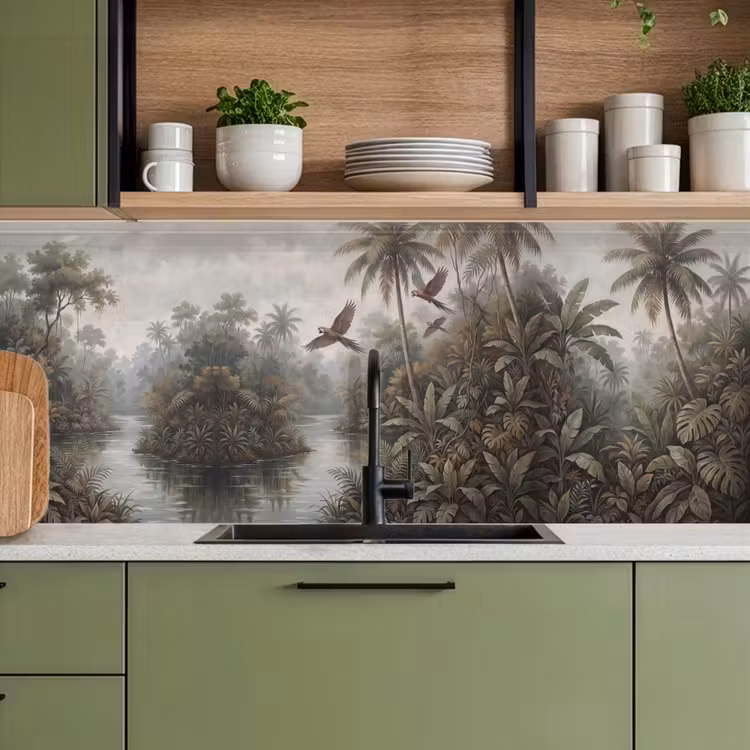 Vogel - Vliegend - Tropisch - Landschap - Klassiek keuken achterwand 2 middel -sfeer3