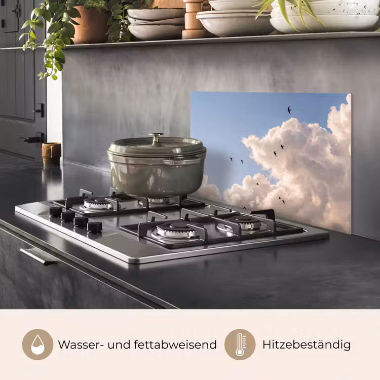 Vogel - Vlucht - Wolken - Natuur - Blauw keuken achterwand spatscherm klein -usp_DE