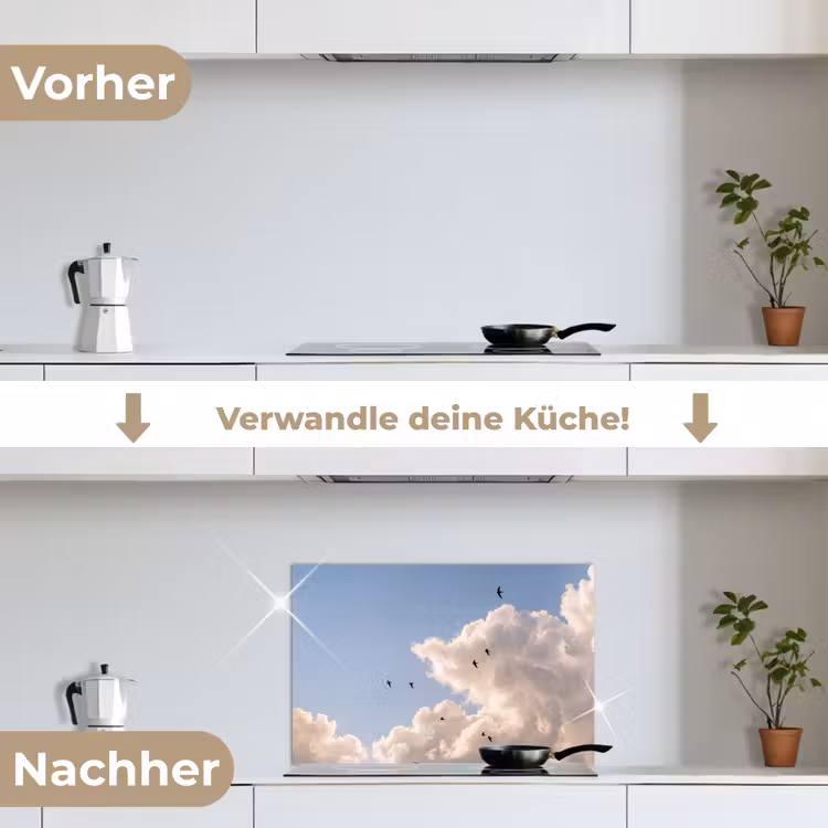 Vogel - Vlucht - Wolken - Natuur - Blauw keuken achterwand spatscherm klein -voor_na_DE