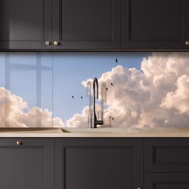 Vogel - Vlucht - Wolken - Natuur - Blauw keuken achterwand 2 middel -sfeer1
