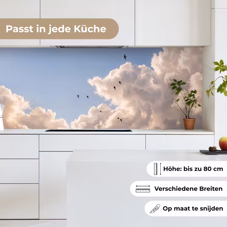 Vogel - Vlucht - Wolken - Natuur - Blauw keuken achterwand 2 middel -sfeer4_DE