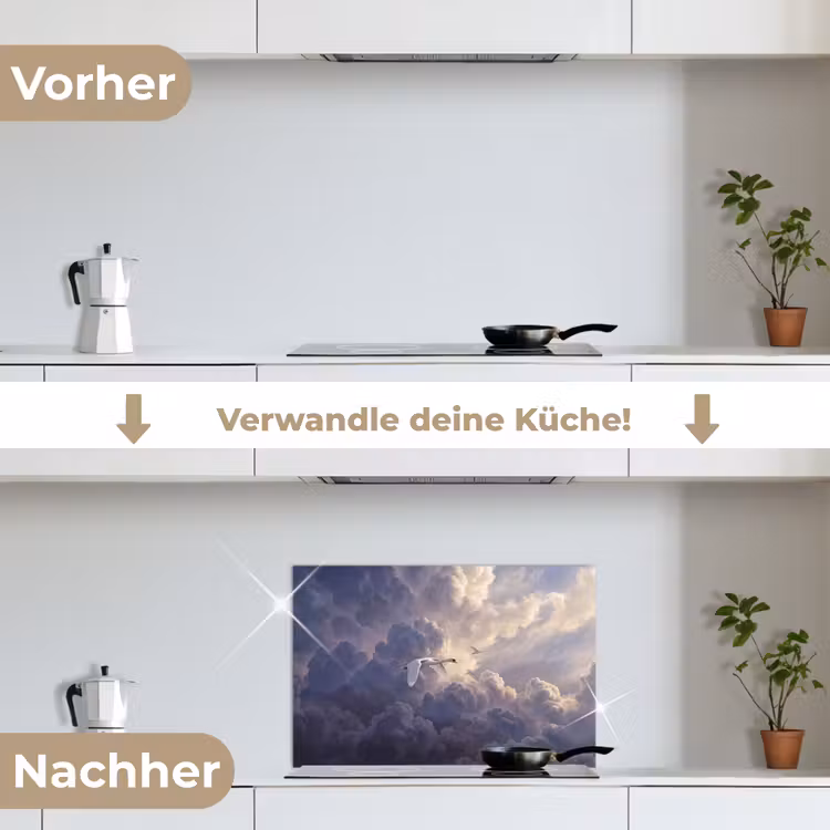 Vogel - Vliegend - Natuur - Wit - Wolken keuken achterwand spatscherm klein -voor_na_DE