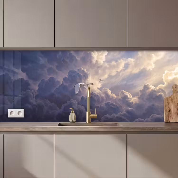 Vogel - Vliegend - Natuur - Wit - Wolken keuken achterwand 2 middel zz_3dshopping