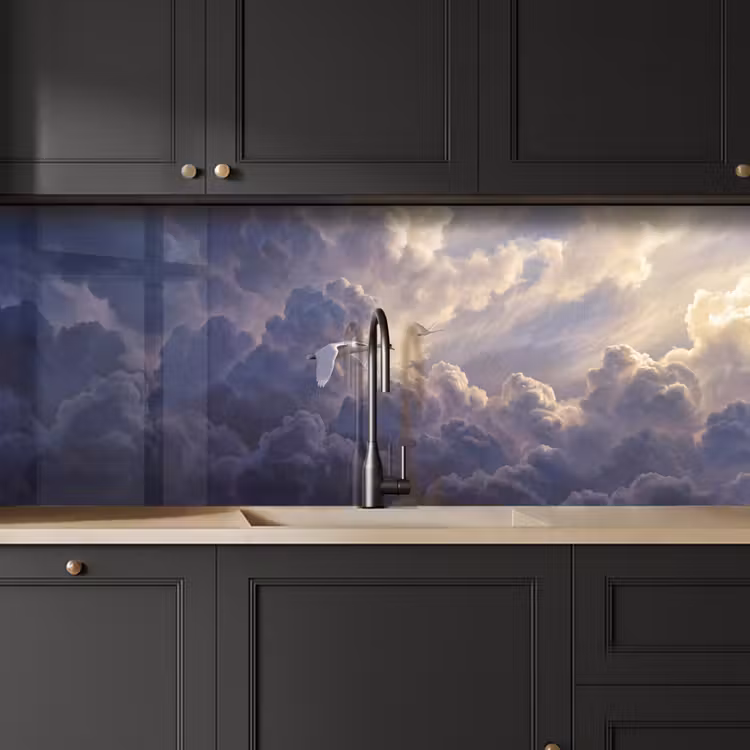 Vogel - Vliegend - Natuur - Wit - Wolken keuken achterwand 2 middel -sfeer1
