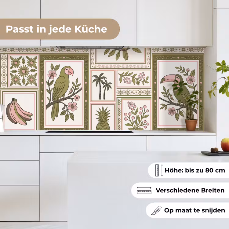 Vogel - Tropisch - Patroon - Decoratief - Groen keuken achterwand 2 middel -sfeer4_DE