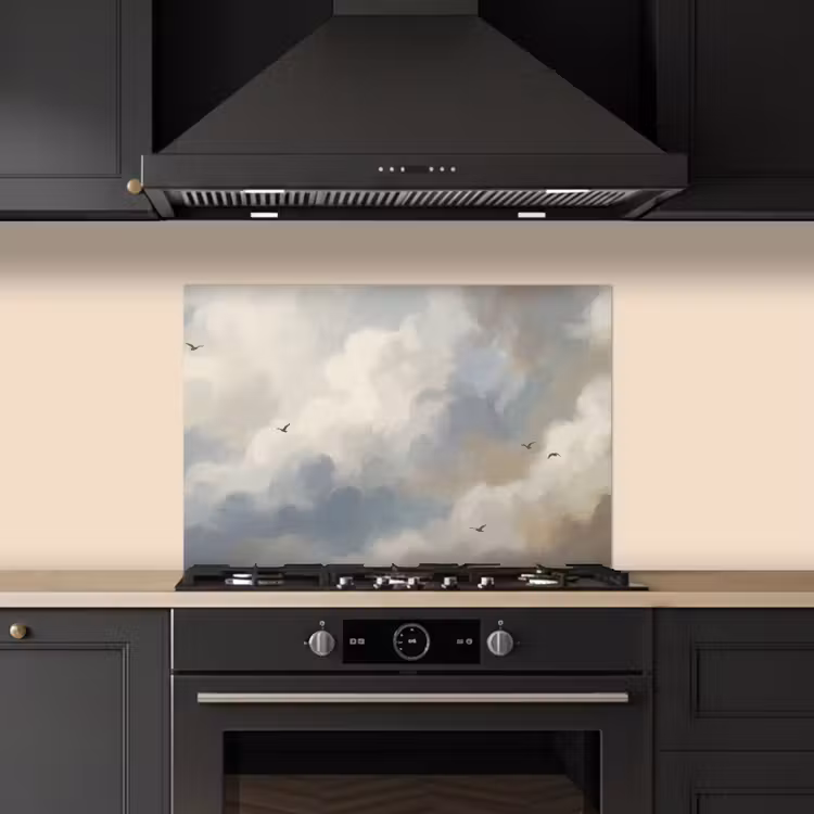 Vogel - Wolken - Natuur - Modern - Grijs keuken achterwand spatscherm klein -sfeer1