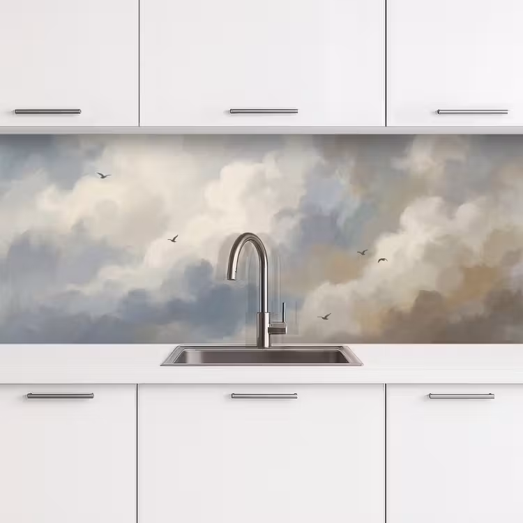 Vogel - Wolken - Natuur - Modern - Grijs keuken achterwand 2 middel -3d