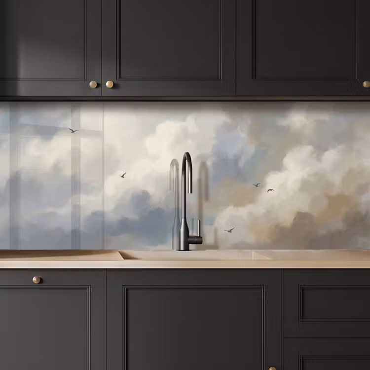 Vogel - Wolken - Natuur - Modern - Grijs keuken achterwand 2 middel -sfeer1
