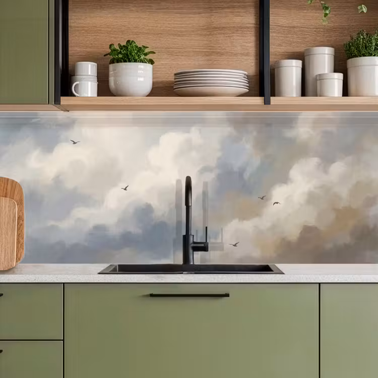 Vogel - Wolken - Natuur - Modern - Grijs keuken achterwand 2 middel -sfeer3