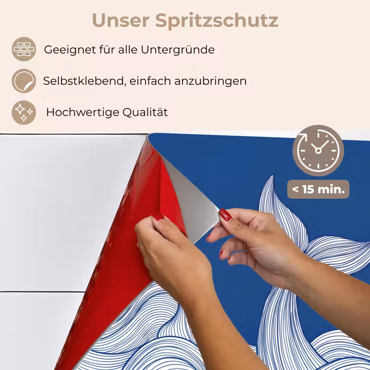 Walvis - Staart - Golven - Lijntekening - Blauw keuken achterwand spatscherm klein -spatscherm_DE