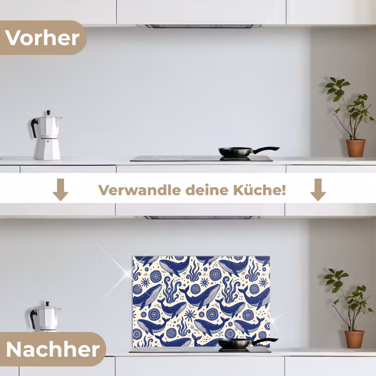 Walvis - Onderwater - Dieren - Abstract - Blauw keuken achterwand spatscherm klein -voor_na_DE