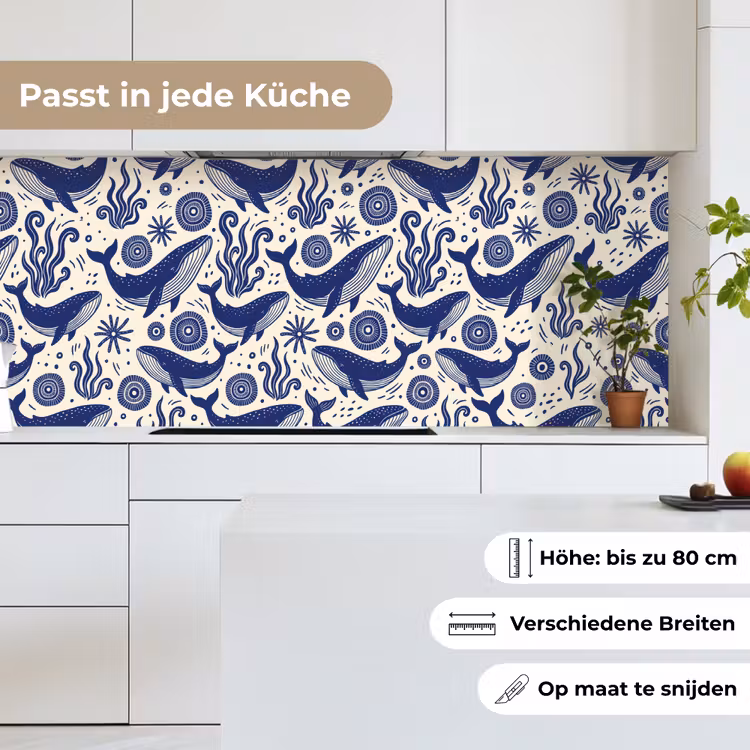 Walvis - Onderwater - Dieren - Abstract - Blauw keuken achterwand 2 middel -sfeer4_DE