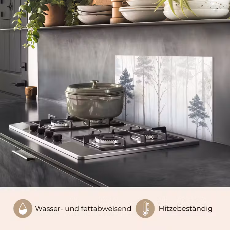 Bos - Bomen - Mist - Natuur - Illustratie - Grijs keuken achterwand spatscherm klein -usp_DE