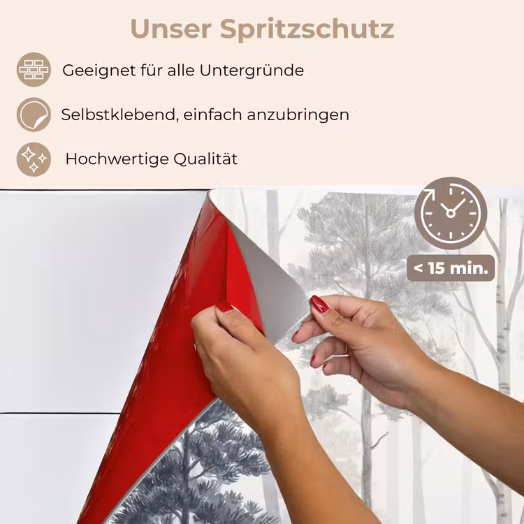 Bos - Bomen - Mist - Natuur - Illustratie - Grijs keuken achterwand spatscherm klein -spatscherm_DE
