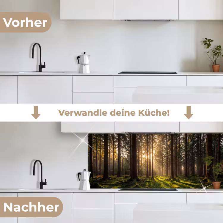 Bos - Gras - Zonlicht keuken achterwand 2 middel -voor-na_DE