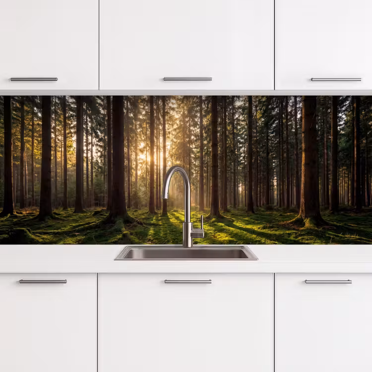 Bos - Gras - Zonlicht keuken achterwand 2 middel -3d