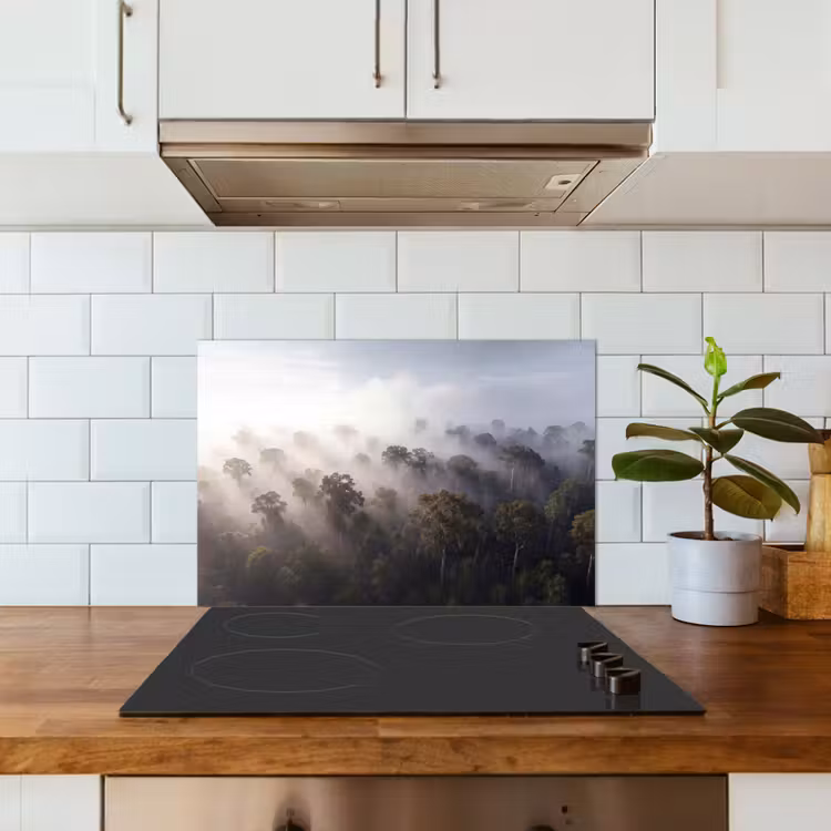 Bos - Mist - Natuur - Groen keuken achterwand spatscherm klein -sfeer2