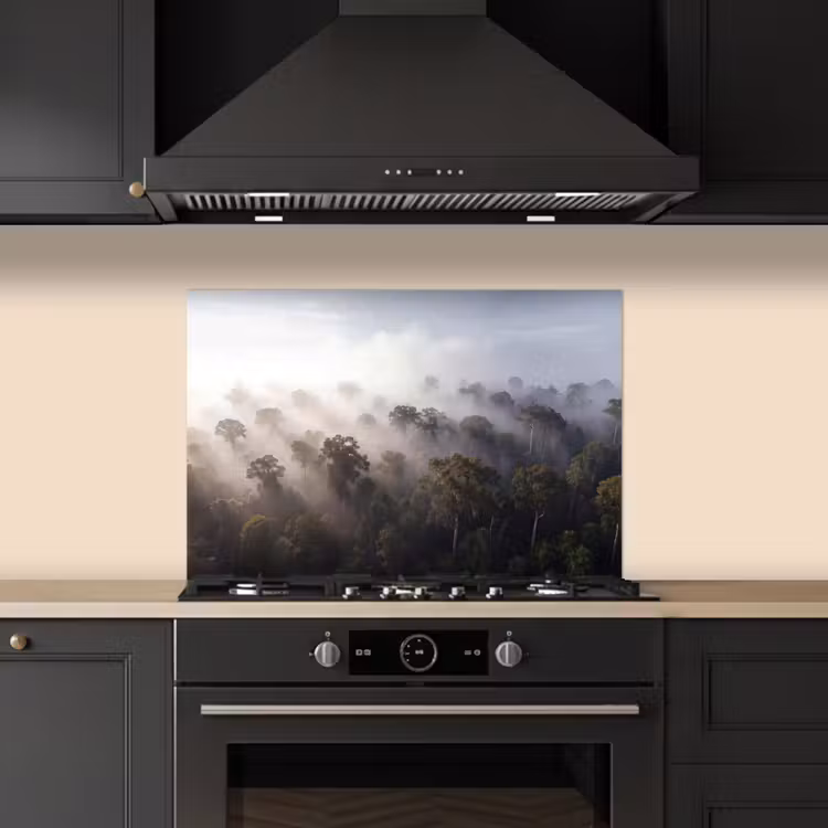Bos - Mist - Natuur - Groen keuken achterwand spatscherm klein -sfeer1