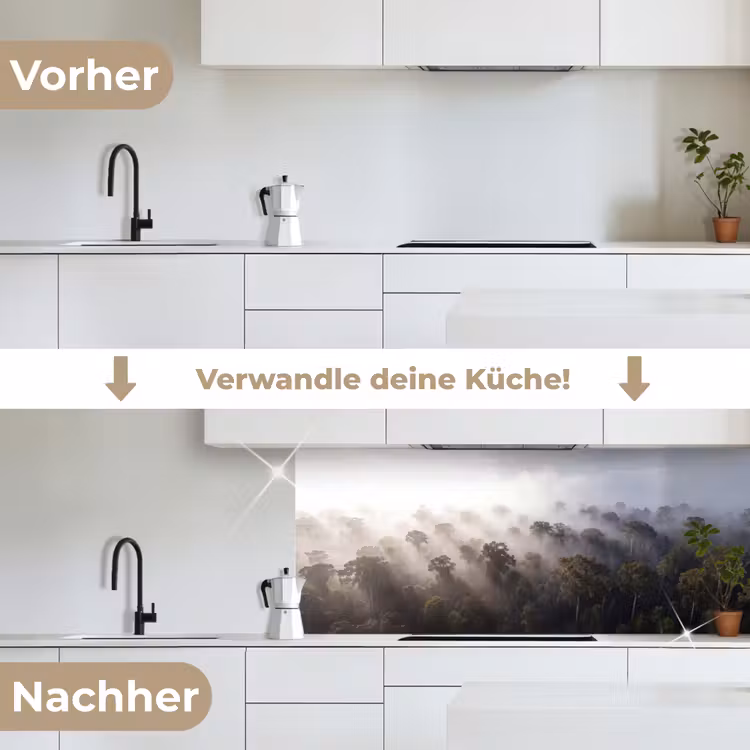 Bos - Mist - Natuur - Groen keuken achterwand 2 middel -voor-na_DE