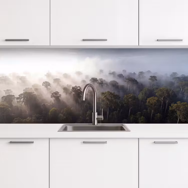 Bos - Mist - Natuur - Groen keuken achterwand 2 middel -3d