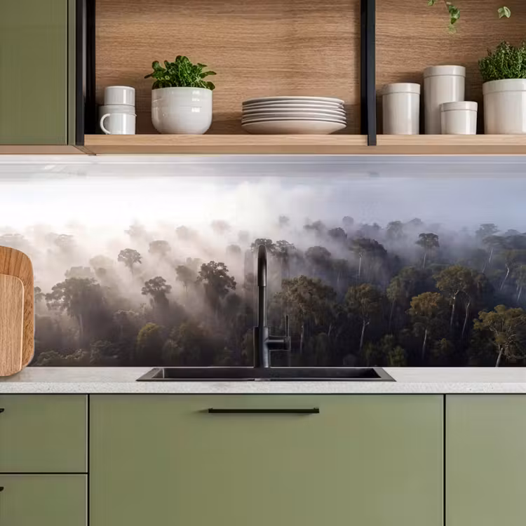 Bos - Mist - Natuur - Groen keuken achterwand 2 middel -sfeer3