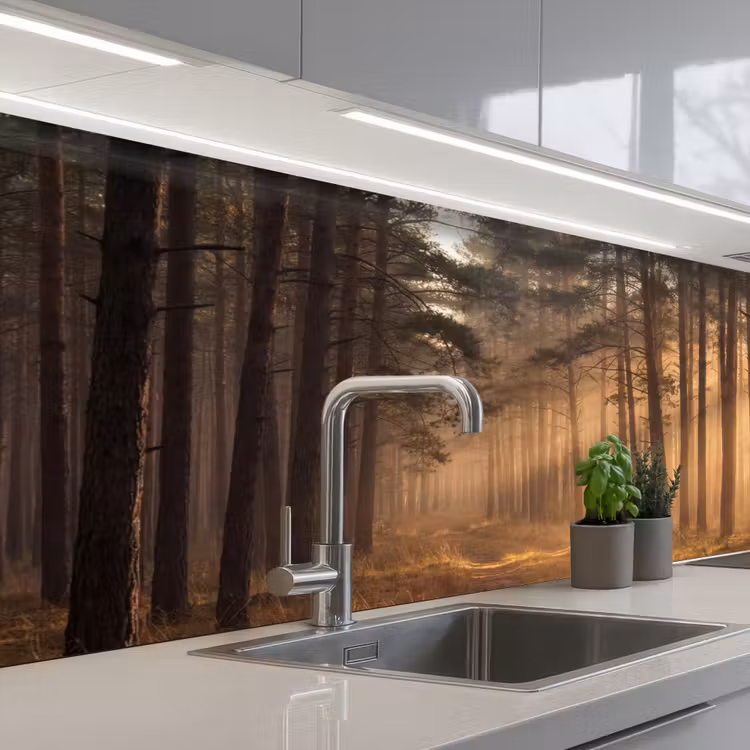 Bos - Mist - Zonlicht keuken achterwand 2 middel -3d_schuin