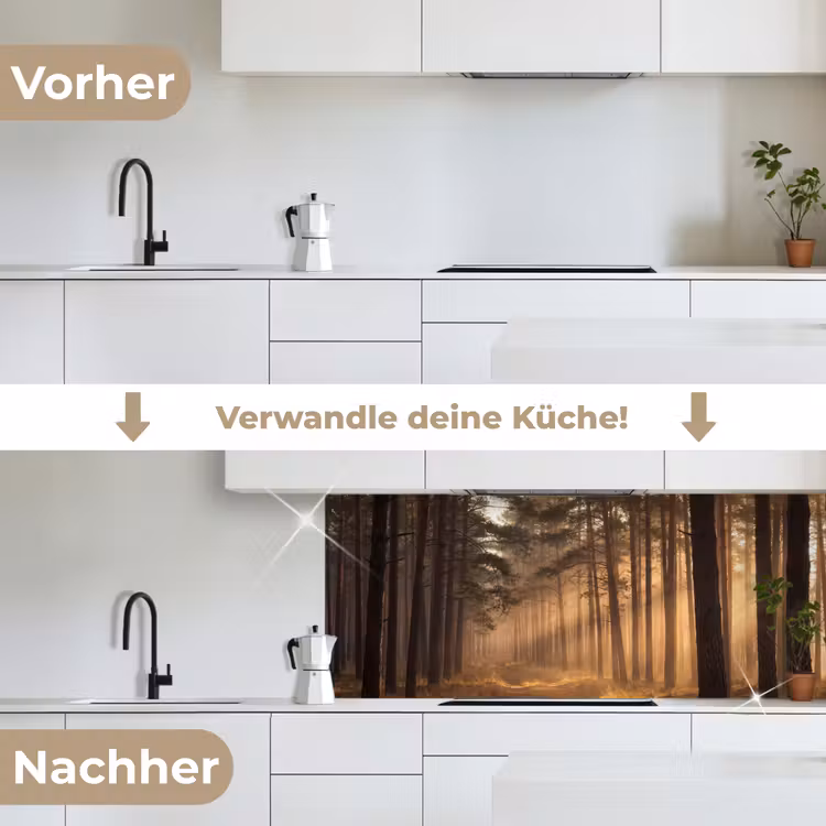 Bos - Mist - Zonlicht keuken achterwand 2 middel -voor-na_DE