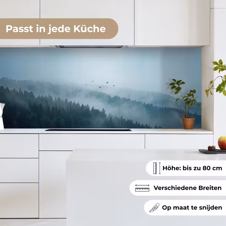 Bos - Mist - Vogels - Natuur - Groen keuken achterwand 2 middel -sfeer4_DE