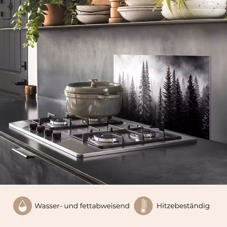 Bos - Mist - Winter - Monochroom - Natuur keuken achterwand spatscherm klein -usp_DE