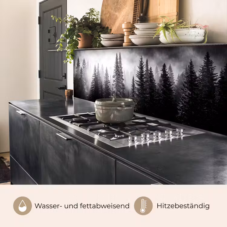 Bos - Mist - Winter - Monochroom - Natuur keuken achterwand 2 middel -usp_DE
