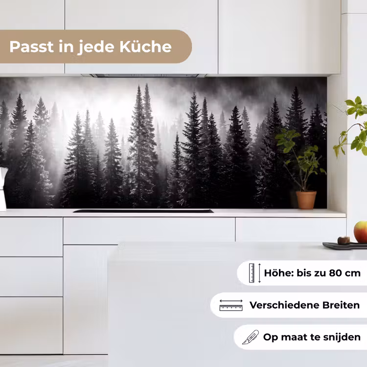 Bos - Mist - Winter - Monochroom - Natuur keuken achterwand 2 middel -sfeer4_DE
