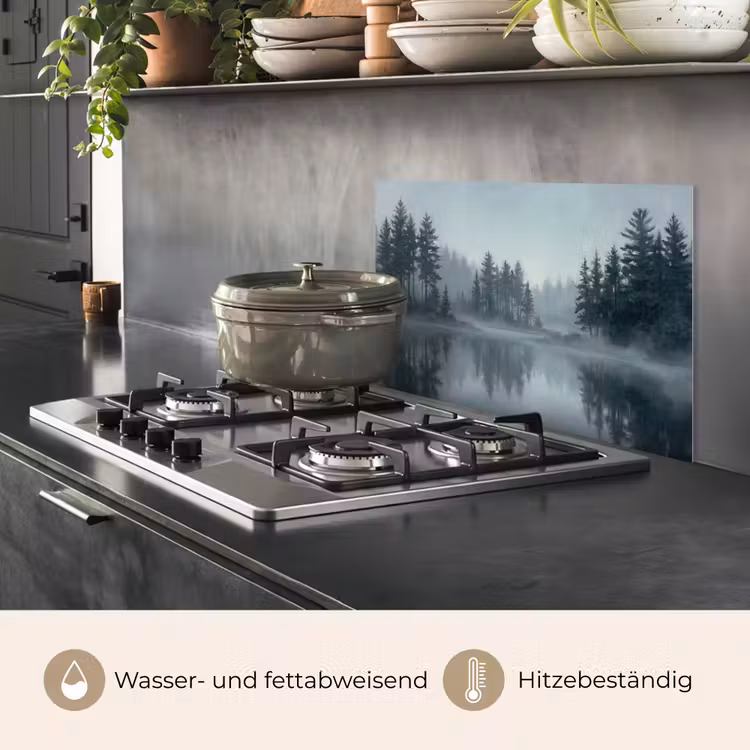 Bos - Meer - Mist - Natuur - Grijs keuken achterwand spatscherm klein -usp_DE