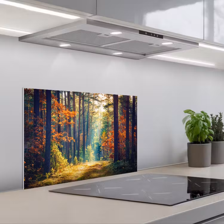 Bos - Zon - Natuur - Herfst keuken achterwand spatscherm klein -3d_schuin